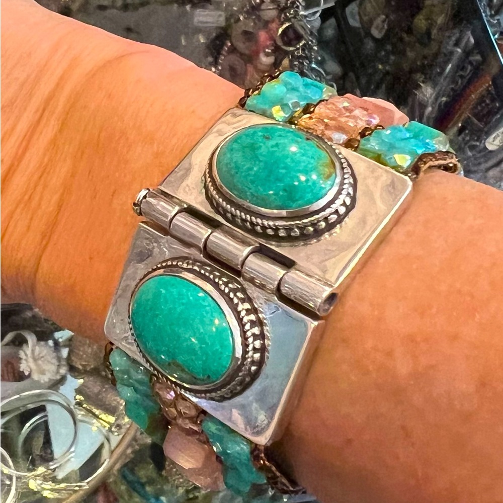 Chili Rose turquoise and rose quartz bracelet